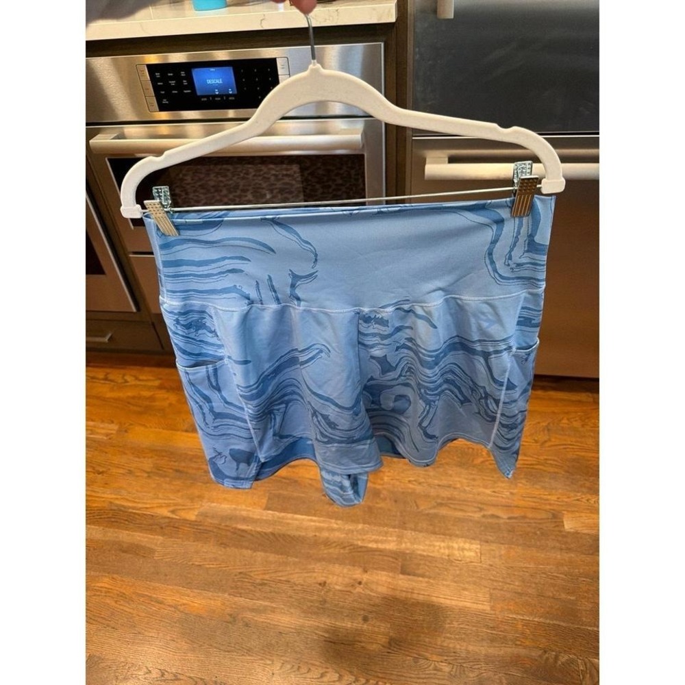 Gymshark GS Power Jacquard Shorts in a blue print marble pattern XL